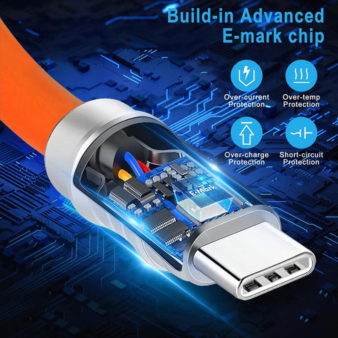 USB C to USB C Silicone Cable, 6.6FT Ultra Flexible 100W Fast Charging Type C Cable for Phones, Tablets, Laptops
