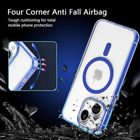 Magnetic Frosted Blue Case for iPhone 12, Compatible with MagSafe, MIL-Grade Protection, Translucent Matte Slim Cover