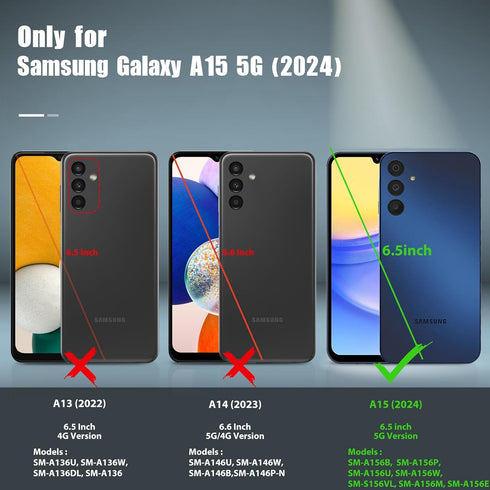 FNTCASE Dual Layer Heavy Duty Case for Samsung Galaxy A15-5G, Shockproof Rugged with Non-Slip Textured Back (2024, 6.5