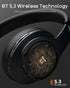 DOQAUS Bluetooth Headphones Over Ear, 90 Hours Playtime Wireless Headphones with Noise Isolating HiFi Stereo, Black