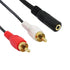 CERRXIAN 0.2m Gold 3.5mm Female Stereo Jack to 2 RCA Plug AUX Adapter Audio Y Cable (Black) (2-Pack)