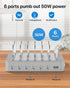 SooPii Premium 6-Port USB Charging Station Organizer for Multiple Devices, Silver