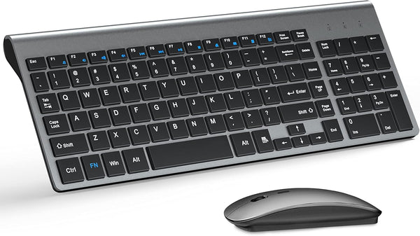 TopMate Wireless Keyboard and Mouse Combo, Ultra Slim 2.4G Silent USB Mouse and Scissor Switch Keyboard Set, Gray Black