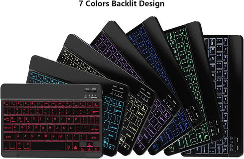 Backlit Bluetooth Keyboard and Mouse Combo for iPad Air Pro Mini Tablet iPhone Android Samsung Smartphone Cell Phone Rechargeable Ultra Slim Wireless Keyboard Mouse Portable iPadOS 13 & Above (Black)