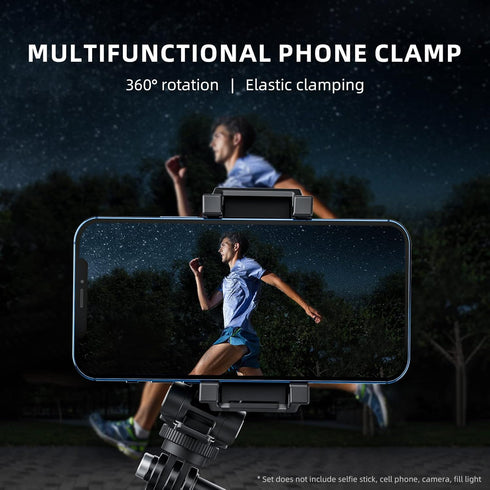 TELESIN Phone Tripod Mount Holder Adapter, Adjustable Cell Phone Stand with Cold Shoe for iPhone 14/13/12/11 Pro