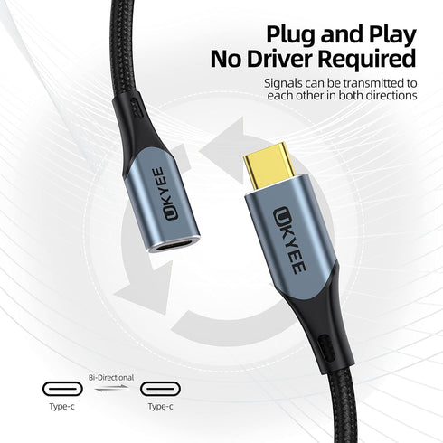 Shop USB C Extension Cable 3.3Ft (100W/10Gbps) - Gold Connector, Nylon Braided, Fast Charging for Laptops, Tablets,