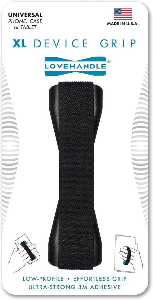 LOVEHANDLE Tablet/XL Grip for Most Tablets and Large Smartphones, Black Elastic Strap Finger