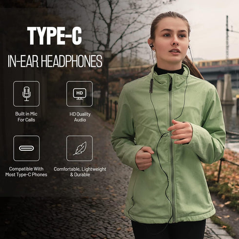USB C Headphones, USB Type-C Wired Earphones in-Ear Earbuds Headset with Mic and Volume Control Compatible with iPhone 15 Pro Max Plus, iPad Pro, Samsung Galaxy, Google Pixel Xiaomi Huawei Oneplus