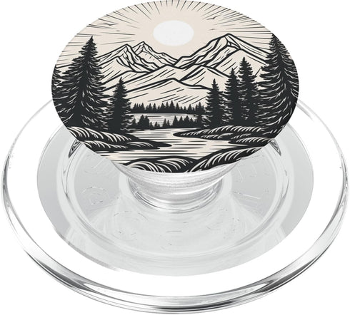 Pine Tree Mountain Scene PopSockets PopGrip for MagSafe