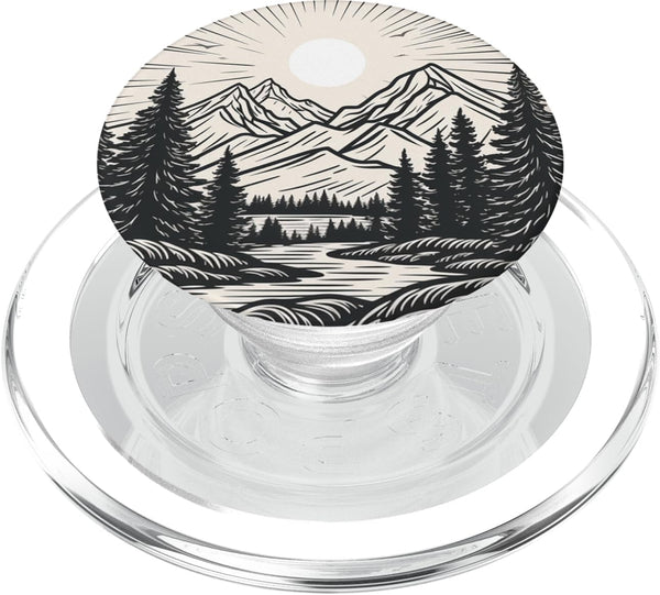 Pine Tree Mountain Scene PopSockets PopGrip for MagSafe