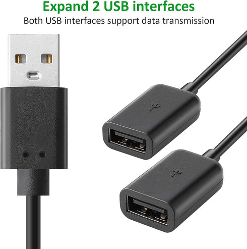 SAISN 1 2 2.0 2 USB Y Splitter Cable Male to Female USB Hub Ports Data Cable Power Cord Charging Extension Adapter Wire