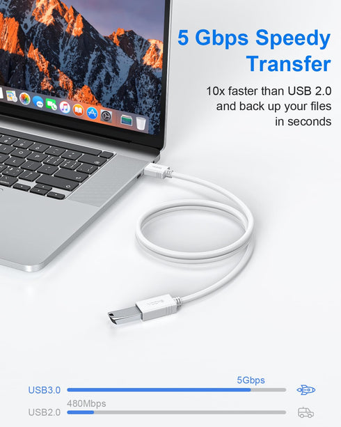 USB 3.0 Extension Cable, 3 ft White, Male to Female for USB Devices, Flash Drive, Card Reader, Printer