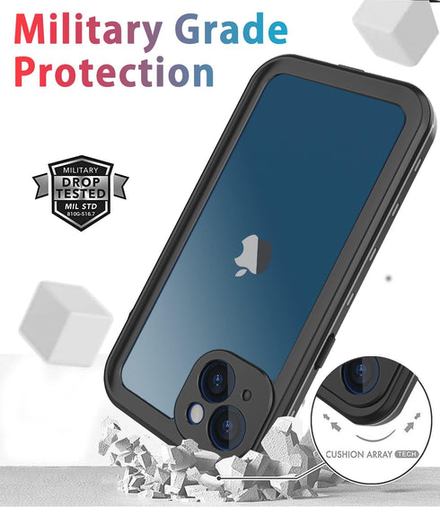 Waterproof Shockproof Dustproof Case for iPhone 13, Full-Body Sturdy with Camera Lens Protector and Built-in Screen