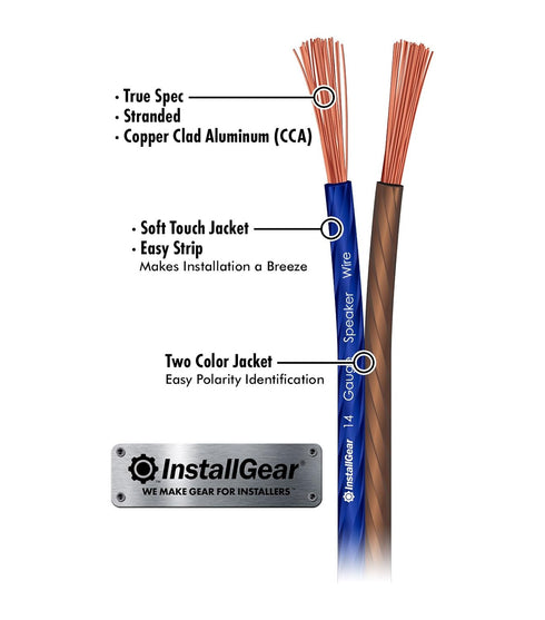 InstallGear 14 Gauge Speaker Wire Cable (30 Feet), 14 AWG Speaker Wire Cable for Car Speakers Stereos, Home Theater Speakers, Surround Sound, Radio, Automotive Wire, Outdoor | 14 Gauge Wire Speaker