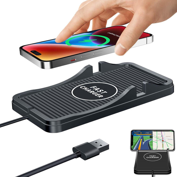 Wireless Car Charger Pad Qi Charging Mat Fast 15W Quick Charge Adapter for iPhone 14 13 12 Pro Max 11 8 Plus