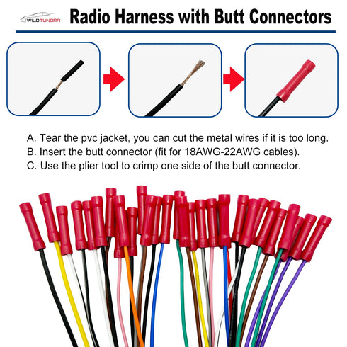ISO Car Radio Wiring Harness Connector, Radio Power Speakers Adapter for Car Stereo, Replacement for Bluetooth Radio