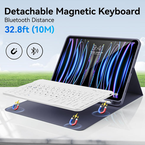 Keyboard Case for iPad Pro 11 Inch 4th/3rd/2nd Gen with Pencil Holder, Detachable Bluetooth Keyboard & Flip Stand,