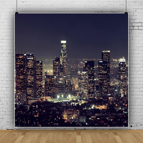 Laeacco 8x8FT City Backdrop Modern City Night View Photography Backdrops Urban Cityscape Lights Skyline Kids Baby