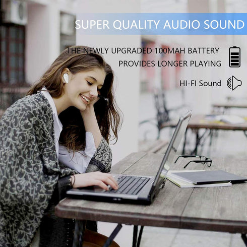 V5.0 Headset 8 Kendir Bluetooth Earpiece, Wireless Headphone Cell Phone Hrs Talking with Noise Cancelling Mic, Volume