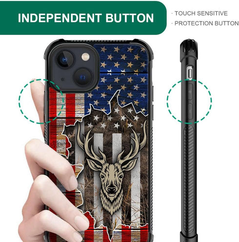ZHEGAILIAN iPhone 14 Case - Deer Flag Red Camo, Soft TPU Bumper, Drop Protection, 6.1-inch, Cool Pattern for Men & Boys.