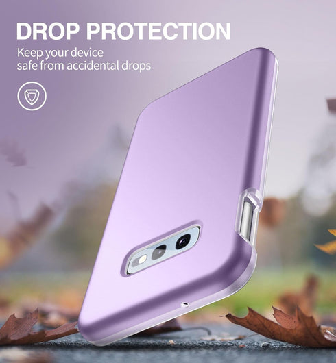 SURITCH 360 Protective Case for Samsung Galaxy S10e, Matte Purple, Rugged Hybrid Bumper, Built-in Screen Protector,