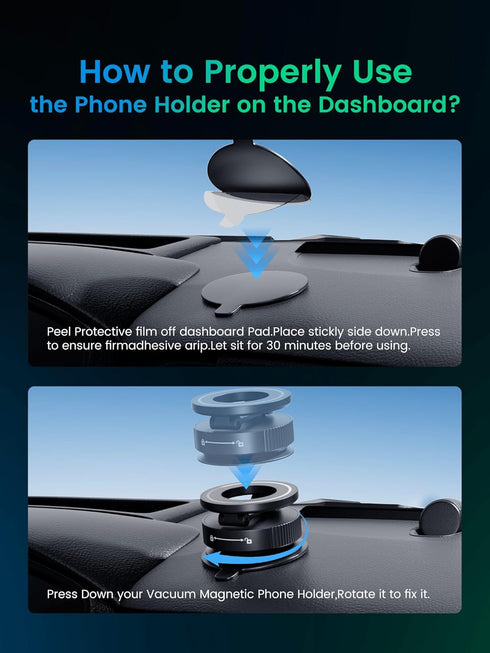 Hohosb Magsafe,360 Phone Holders for Your car,Upgraded Vacuum Magnetic Phone Holder Stand for Rotatable Zinc Alloy