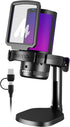 MAONO Gaming Microphone USB for PC, RGB Lights, Noise Cancellation Condenser Mic, Mute, Gain for Streaming, Recording,