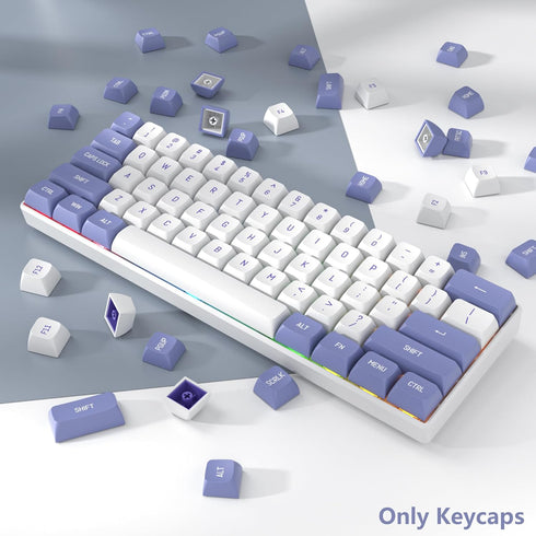Fogruaden Purple White Keycaps Set, Double Shot 118 Keys CSA Profile Custom Keycaps for Cherry Gateron MX Switches
