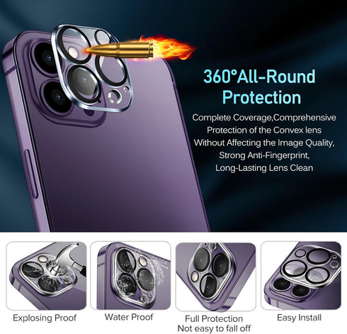 ivoler 4-Pack Tempered Glass Camera Lens Protector for iPhone 14 Pro Max, 15 Pro Max, 15 Pro, 14 Pro 6.1''