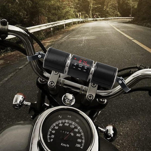 Motorcycle Speaker Systems BT Waterproof Stereo Speakers Bar Mount 7/8-1.25 inch with AUX-in, USB, microSD, FM Radio