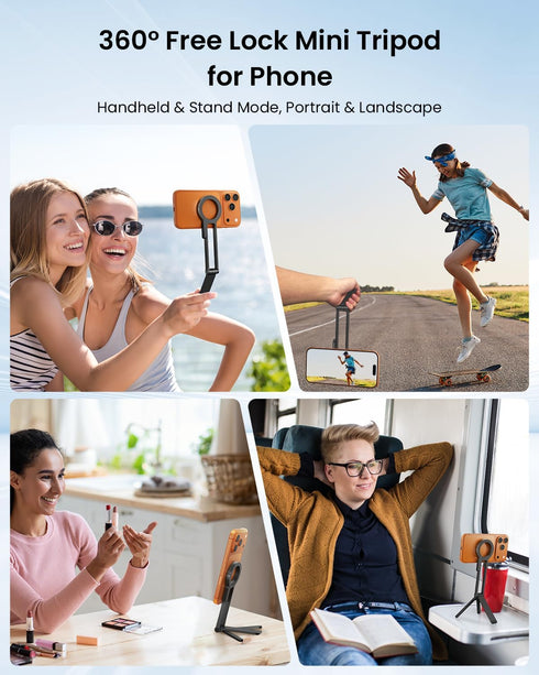 Maectech Magnetic Phone Tripod Magnetic Smartphone Stand Phone Mount Tripod for iPhone for Magsafe Selfie Stick