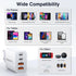 USB C European Charger 55W, 4-Port Fast Charger Type C Wall Adapter, Travel Plug Adapter for iPhone 15 14 13 12 11 Pro