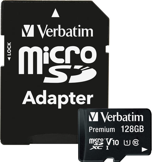 Verbatim 128GB Premium microSDXC Memory Card with Adapter, UHS-I Class 10