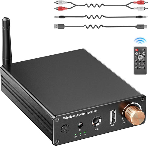 Rylithon Bluetooth 6.0 Receiver, Hi-Fi Adapter with Wireless Long-Range Low-Latency, Suitable for Home