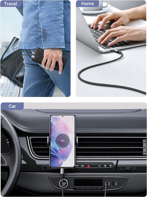 UGREEN 10FT USB to USB C Cable, Fast Charging Braided Cord for iPhone 15, Samsung Galaxy S24/S23, Pixel 8/7, CarPlay.