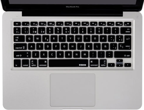 XSKN Spanish Language Silicone Keyboard Skin Cover for MacBook Air 13 & Pro 13 15 17 inch (Black)