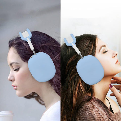 Sky Blue 3-in-1 Silicone Case Cover for Apple AirPods Max: Anti-Scratch Ear Pad, Ear Cups & Headband Protection.