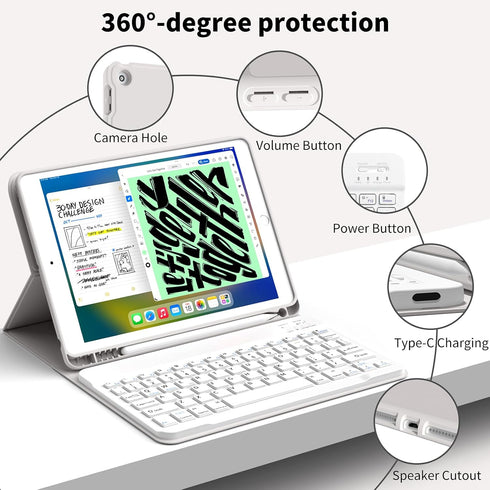 GKABXY 10.2 inch 2021/2020/2019, 9th/8th/7th Case with Keyboard for iPad iPad Generation Detachable Bluetooth Keyboard