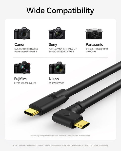 10ft-USB 3.2 Gen2 10Gbps C Camera Transfer Cable, USB Data Transfer & Live View Cord,Thickened Copper Core,Ideal