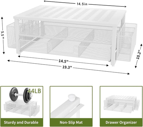 gianotter White Monitor Stand Riser, Desk Organizer with Drawer and Pen Holder, 2-Tier Computer Stand
