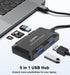 ukiism 5 1 3 More(Black/3.3FT in USB Hub with SD/TF Card Reader, USB Extender with USB-A Ports for Laptop, PC, Desktop