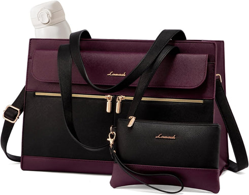 LOVEVOOK Laptop Bag for Women 15.6 Inch Tote Work Professional Leather Computer Briefcase