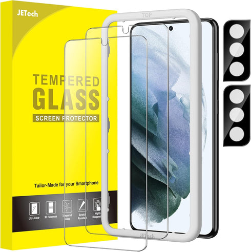 JETech 2-Pack Screen Protector for Samsung Galaxy S21 Plus 6.7" - HD Clear Tempered Glass with Camera Lens Protector &