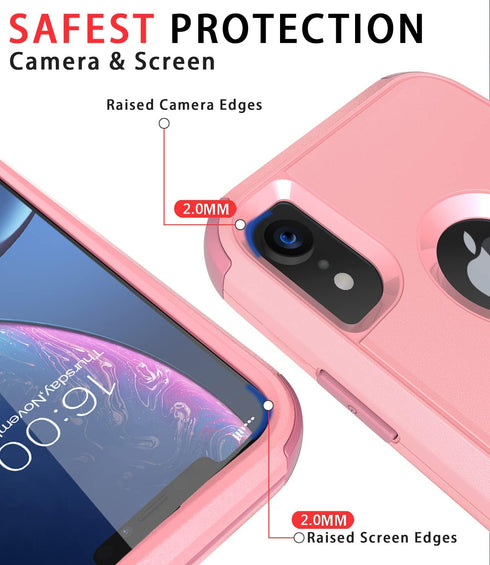 Diverbox Heavy Duty Protection Case for iPhone XR, Shockproof, Dropproof, Dust-Proof Phone Cover (Pink)