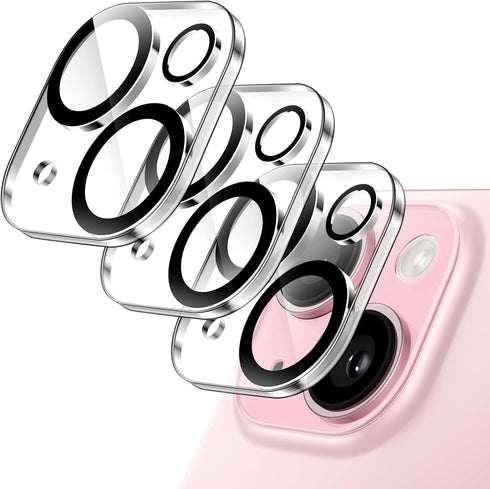 JETech 9H Tempered Glass Camera Lens Protector for iPhone 15 (6.1") & 15 Plus (6.7") - Anti-Scratch, HD Clear, 3-Pack