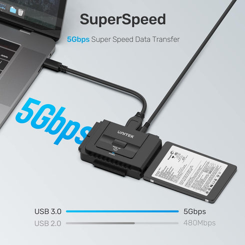 Unitek USB C to IDE and SATA Converter Kit for Universal 2.5/3.5 HDD/SSD, One Touch Backup Function