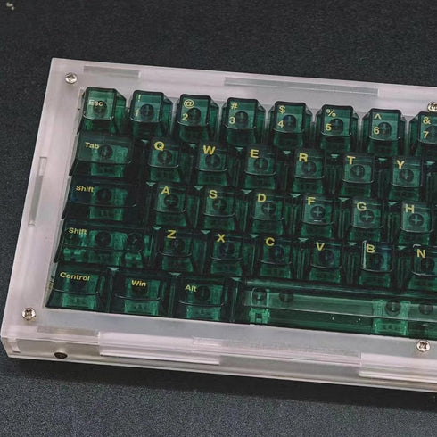 Transparent Green Keycaps, Backlit Clear Crystal Keycap, 156 Keys PBT Cherry Profile Custom Keyboard Keycap Set for 60%