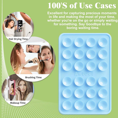 JiaJiuTong 2.56"x3.94" Silicone Suction Phone Case Adhesive Mount, Durable, Hands-Free Sticky Phone Holder, Upgraded