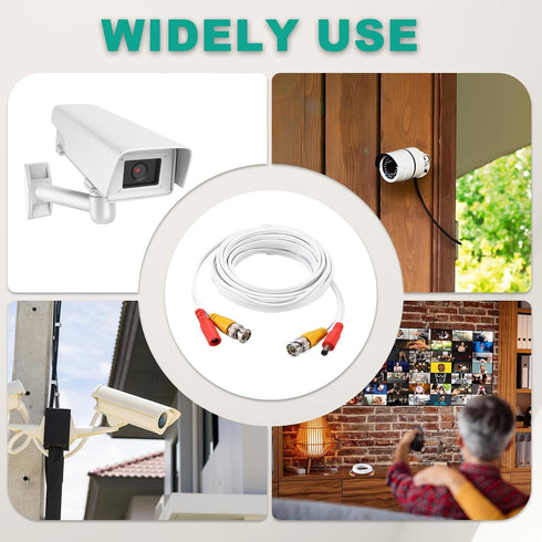 Cable,3m/10ft Cord,4 Set MECCANIXITY BNC Video Power All-in-One Security Camera Wire Cord DC Extension Wire for CCTV