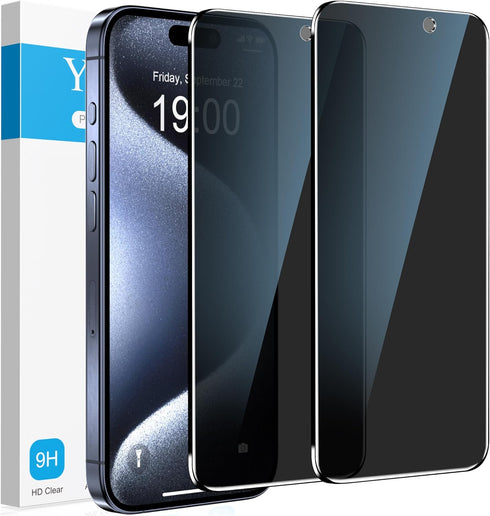 YMHML 2 Pack for iPhone 15 Pro/iPhone 16 / iPhone 15 Privacy
